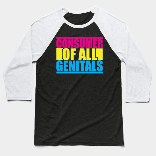 Genital Consumer Baseball T-Shirt by Beardicorn